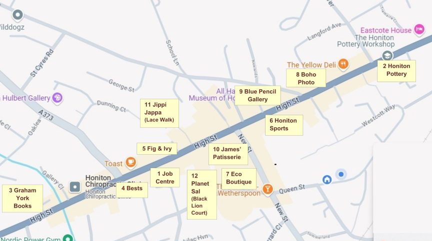 Honiton Market Charter Day 2024 History Trail Map