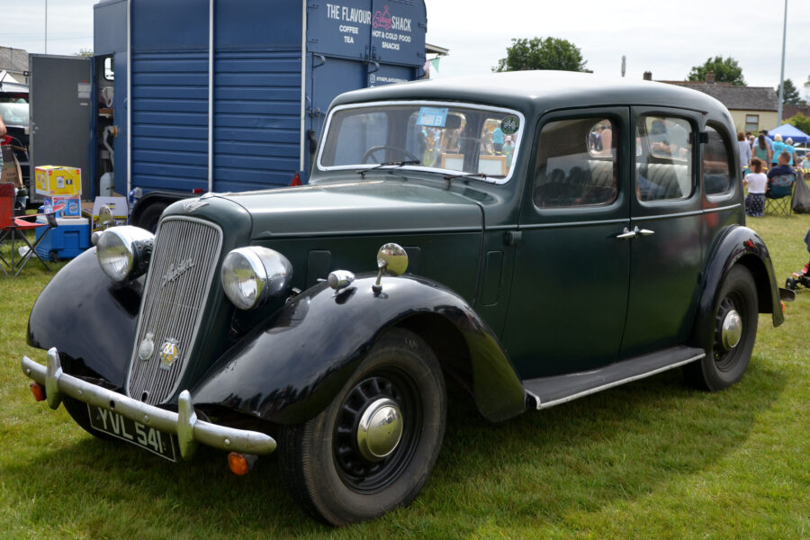 A classic Austin car on display at Honiton Market Charter Day 2025